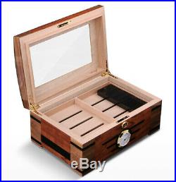 Modern Habanos Cedar Wood Cigar Box Storage Case with Curve Top
