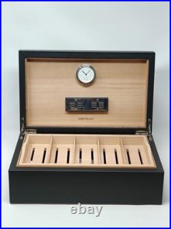 Montblanc Cigar Table Humidor in Cedar Wood Black leather Box 199337 59583