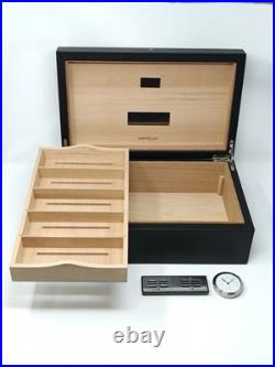 Montblanc Cigar Table Humidor in Cedar Wood Black leather Box 199337 59583