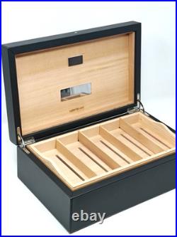 Montblanc Cigar Table Humidor in Cedar Wood Black leather Box 199337 59583