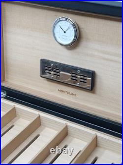 Montblanc Cigar Table Humidor in Cedar Wood Black leather Box 199337 59583