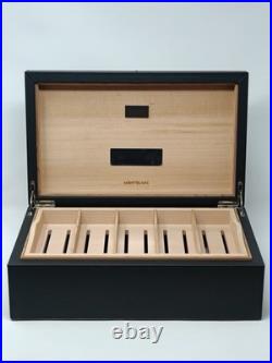 Montblanc Cigar Table Humidor in Cedar Wood Black leather Box 199337 59583
