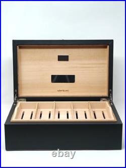 Montblanc Cigar Table Humidor in Cedar Wood Black leather Box 199337 59583