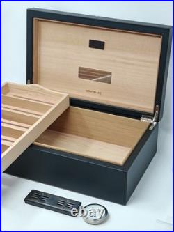Montblanc Cigar Table Humidor in Cedar Wood Black leather Box 199337 59583
