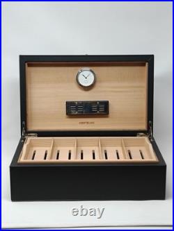 Montblanc Cigar Table Humidor in Cedar Wood Black leather Box 199337 59583
