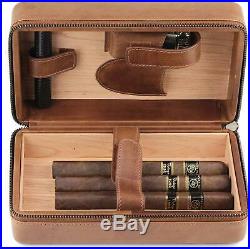Mrs. Brog Leather Cigar Humidor Case Cedar Wood Box Atmosphere Leather Brown