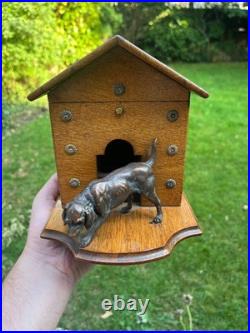 Musical Box Dog Kennel Cigar Humidor 19th Century Bronze Antique Black Forest
