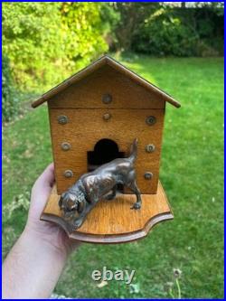 Musical Box Dog Kennel Cigar Humidor 19th Century Bronze Antique Black Forest