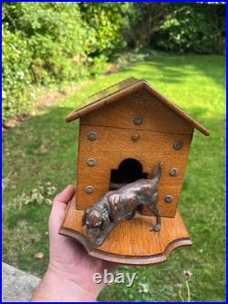 Musical Box Dog Kennel Cigar Humidor 19th Century Bronze Antique Black Forest