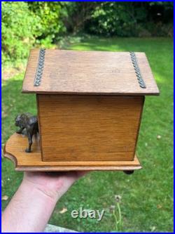 Musical Box Dog Kennel Cigar Humidor 19th Century Bronze Antique Black Forest