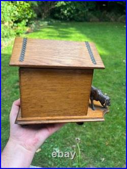 Musical Box Dog Kennel Cigar Humidor 19th Century Bronze Antique Black Forest