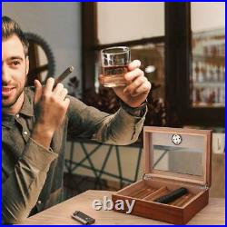 NEW Cedar Wood Cigar Humidor With Hygrometer Humidifier Box Portable Smoking Gifts
