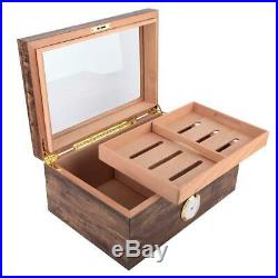 NEW Cedar Wood Lined Cigar Humidor Box Storage Case Hygrometer Humidifier Gift
