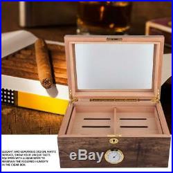 NEW Cedar Wood Lined Cigar Humidor Box Storage Case Hygrometer Humidifier Gift