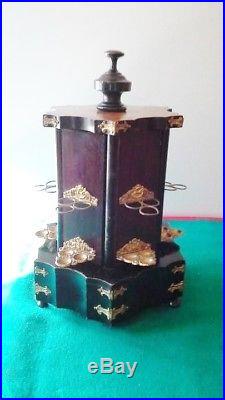 Napoleon III France Cigar Pipe Box Stand Holder XIX C. Ebonized Wood And Brass