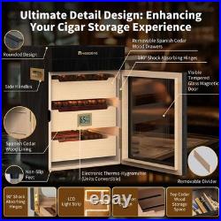 Needone 150 Count Electric Humidor Cabinet Digital Hygrometer Spanish Cedar Dual