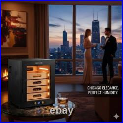 Needone 150 Count Electric Humidor Cabinet Digital Hygrometer Spanish Cedar Dual