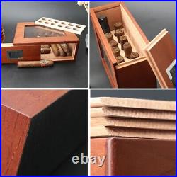 New Cigar Box Wooden With Hygrometer Humidifier Portable Glass Window Humidor Ceda