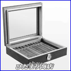 New Cigarette & Cigar Case Wood Humidor Transparent Storage Box Used