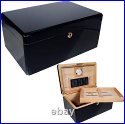 New Ebony Humidor Colores Negro Humidors Box for 100 Cigars