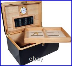 New Ebony Humidor Colores Negro Humidors Box for 100 Cigars