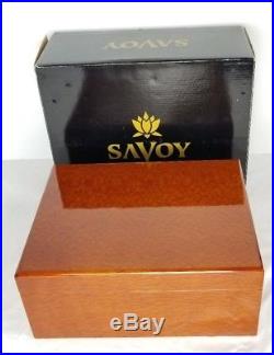 New In Box! Savoy Humidore Beetlewood Medium + Humidifer & Hygrometer Cigar