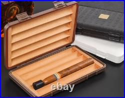 New Travel Cigar Humidor Leather Case Cedar Wood Lined Holds With Gift Box