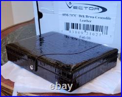 New Vector Dark Brown Crocodile Leather Cigar Box Humidor 10.5x7.75x2