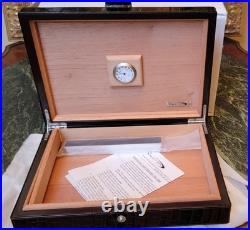 New Vector Dark Brown Crocodile Leather Cigar Box Humidor 10.5x7.75x2