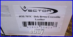 New Vector Dark Brown Crocodile Leather Cigar Box Humidor 10.5x7.75x2
