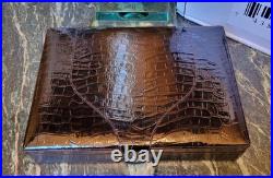 New Vector Dark Brown Crocodile Leather Cigar Box Humidor 10.5x7.75x2
