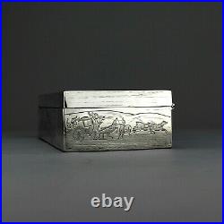 Novelty Solid Sterling Silver Cigar/Cigarette Box/Humidor. Bath Royal Mail. 1884