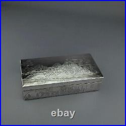 Novelty Solid Sterling Silver Cigar/Cigarette Box/Humidor. Bath Royal Mail. 1884