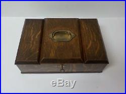 Oak 3-Compartment Cigarette / Cigar Box, Fitted Interior, c. 1900