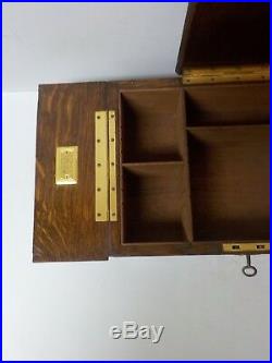 Oak 3-Compartment Cigarette / Cigar Box, Fitted Interior, c. 1900
