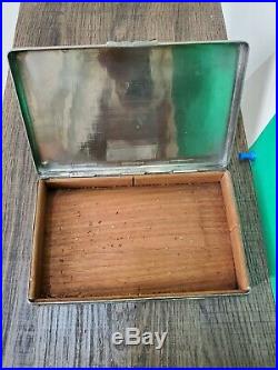 Old Cigar Cigarette Casket Box Humidor Rare Find Hand Decor Excellent Motif