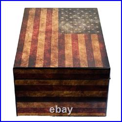 Old Glory American Flag 100ct Cigar Humidor Box with Humidifier + Hygrometer