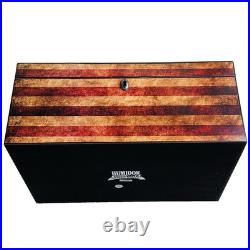 Old Glory American Flag 100ct Cigar Humidor Box with Humidifier + Hygrometer