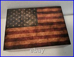 Old Glory American Flag Medium Cigar Humidor Wood Box 25 To 50 Cigar Storage