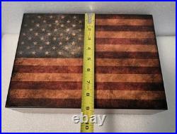 Old Glory American Flag Medium Cigar Humidor Wood Box 25 To 50 Cigar Storage