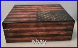 Old Glory American Flag Medium Cigar Humidor Wood Box 25 To 50 Cigar Storage
