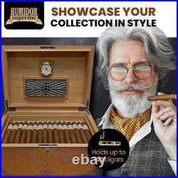 Old World Vintage Cigar Humidor Wood Box, Spanish Cedar 100 Cigars Storage