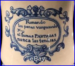 On Sale! Antique 1920 Partagas Talavera Blue Cigar Havana Humidor Jar