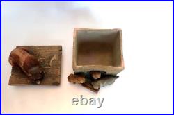 Outstanding Terracotta Pug Dog withPuppies Small Tobacco Humidor/Box Antique Outstanding Terracotta Pug Dog withPuppies Small Tobacco Humidor/Box Antique