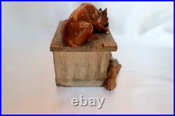 Outstanding Terracotta Pug Dog withPuppies Small Tobacco Humidor/Box Antique Outstanding Terracotta Pug Dog withPuppies Small Tobacco Humidor/Box Antique