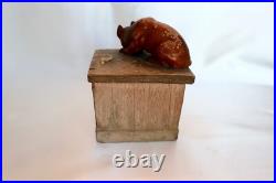 Outstanding Terracotta Pug Dog withPuppies Small Tobacco Humidor/Box Antique Outstanding Terracotta Pug Dog withPuppies Small Tobacco Humidor/Box Antique