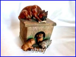 Outstanding Terracotta Pug Dog withPuppies Small Tobacco Humidor/Box Antique Outstanding Terracotta Pug Dog withPuppies Small Tobacco Humidor/Box Antique