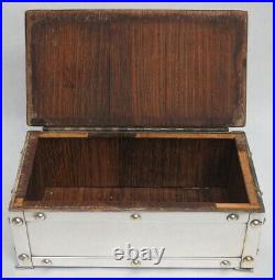Outstanding Vintage Desk Cigar Humidor Box Applied Silver On Brass Construction
