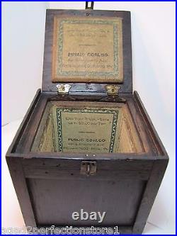 PUBLIC COAL Co PHILA Pa Old Advertising CIGAR HUMIDOR Wooden Box CELOTEX