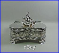 Pairpoint Silver 2 Compartment Humidor Box Boy Riding Turtles Silver Plated 2750